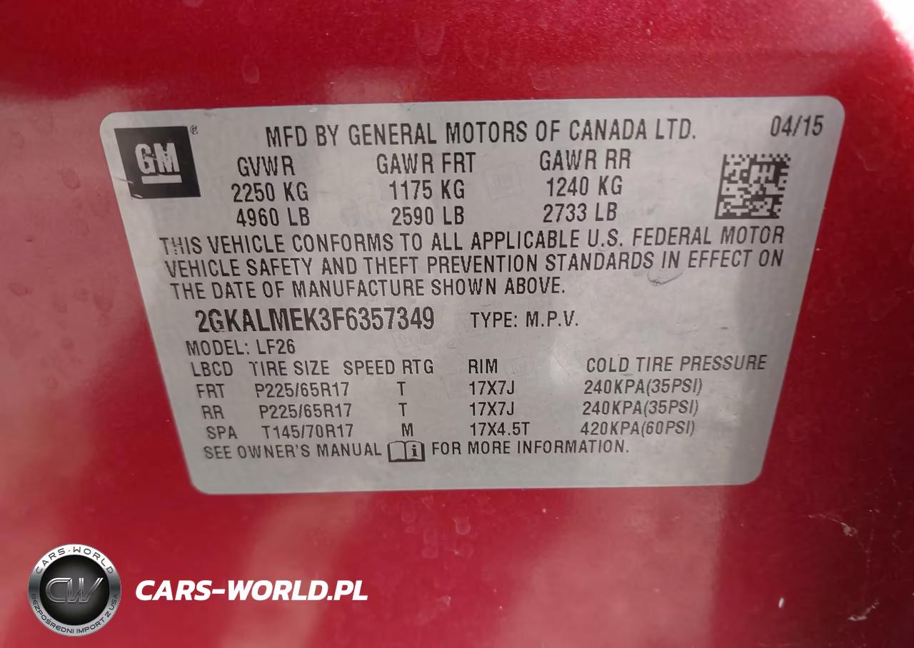 2015 GMC Terrain Sle-1 VIN:2GKALMEK3F6357349 - 9