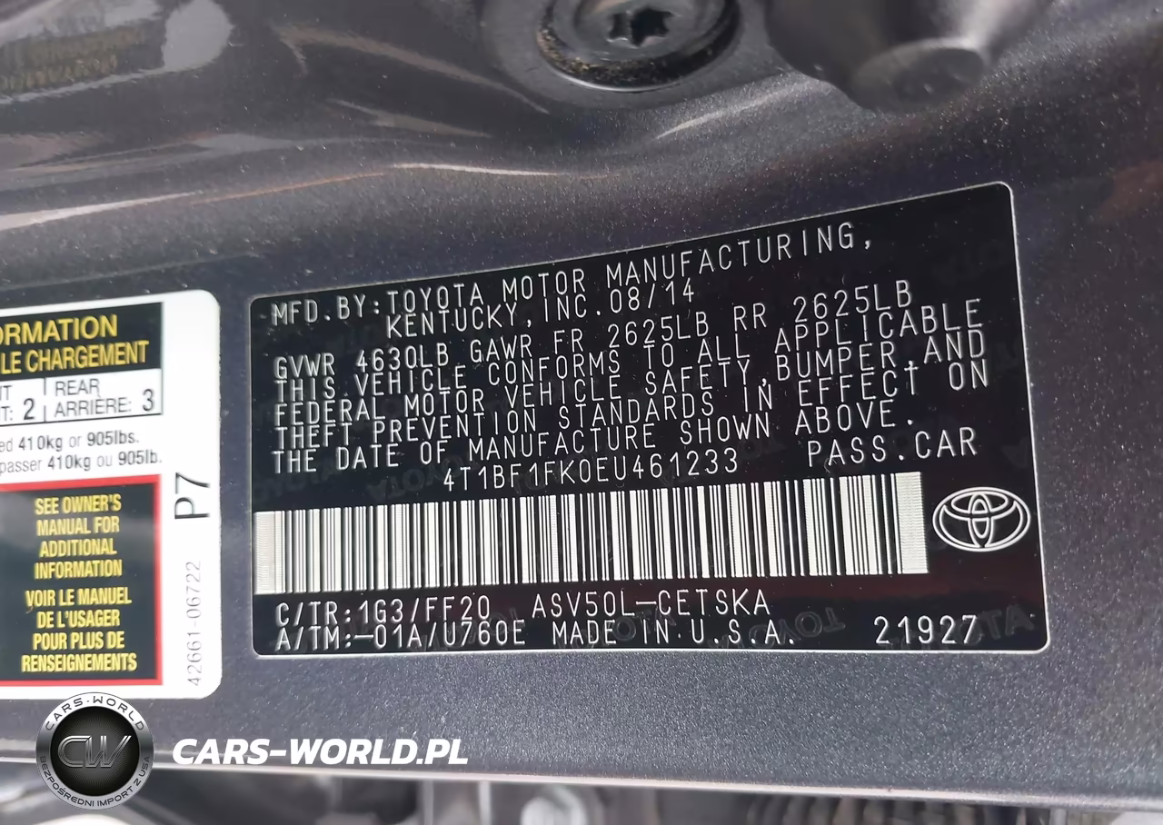 2014 Toyota Camry Se VIN:4T1BF1FK0EU461233 - 9