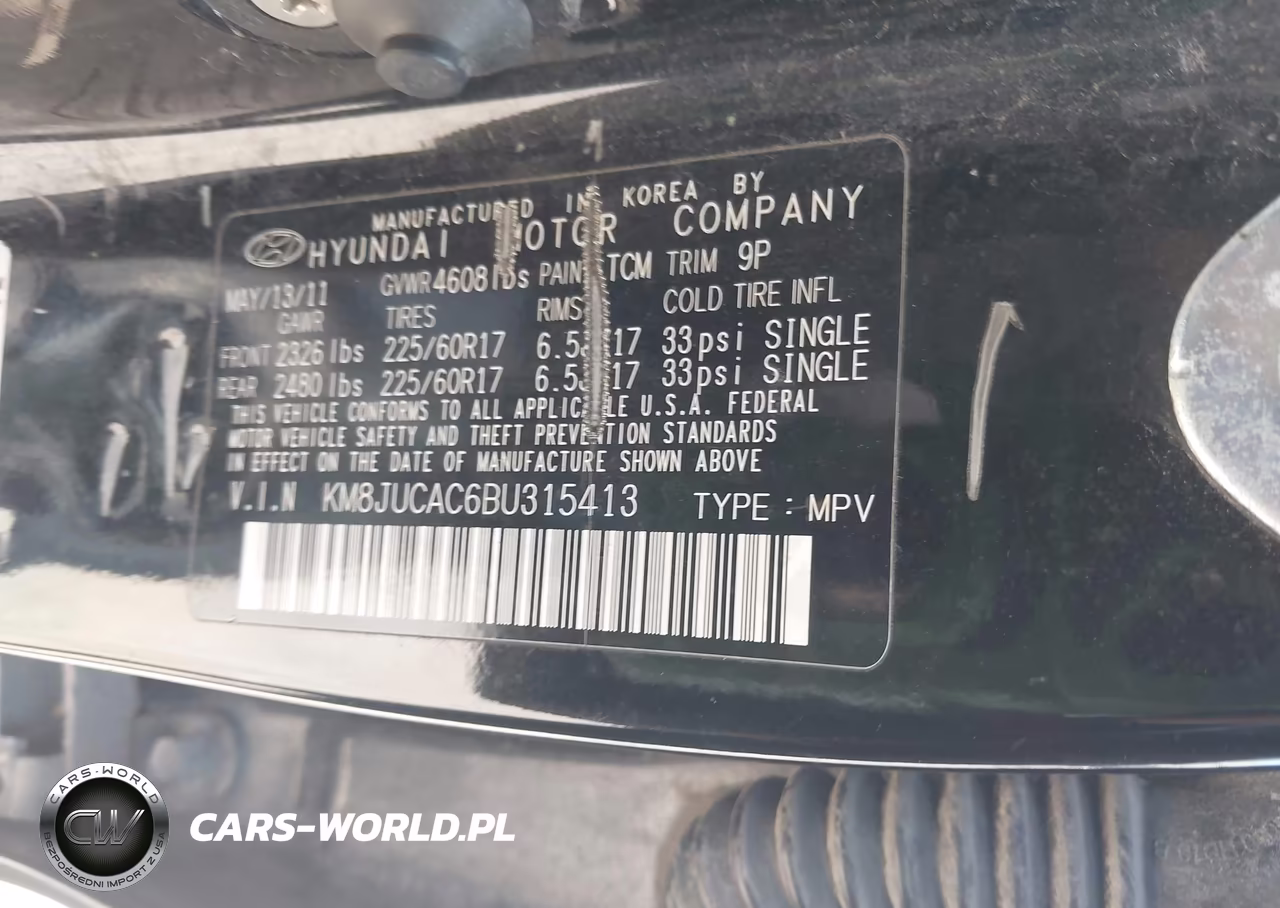 2011 Hyundai Tucson Gls VIN:KM8JUCAC6BU315413 - 9