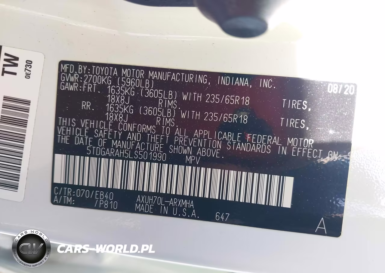 2020 Toyota Highlander Hybrid Xle VIN:5TDGARAH5LS501990 - 9
