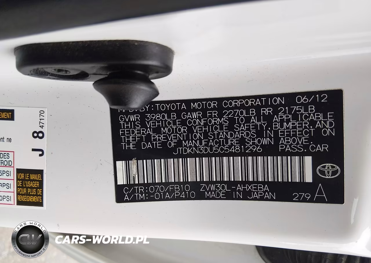 2012 Toyota Prius Three VIN:JTDKN3DU5C5481296 - 9