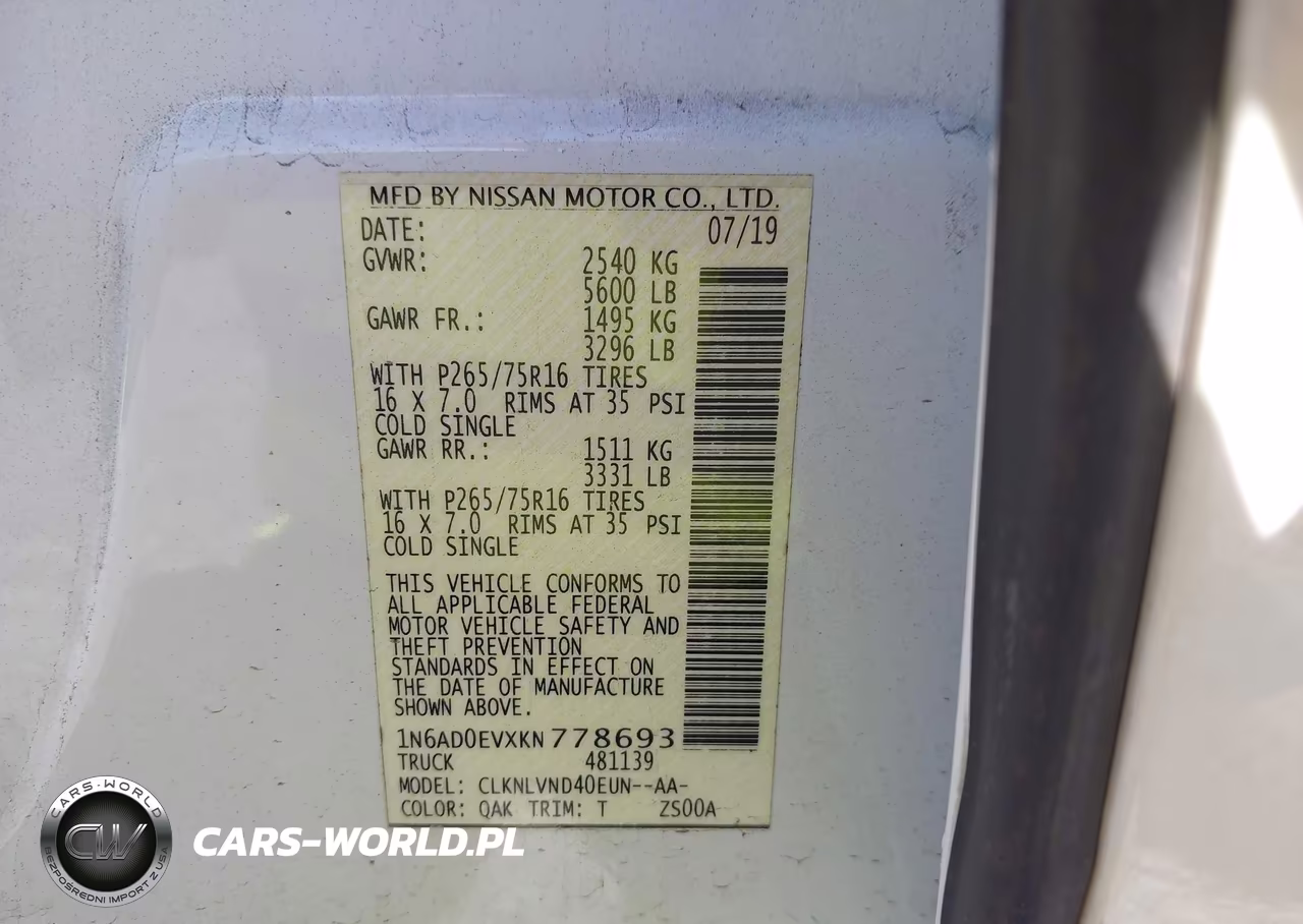 2019 Nissan Frontier Pro-4X VIN:1N6AD0EVXKN778693 - 9