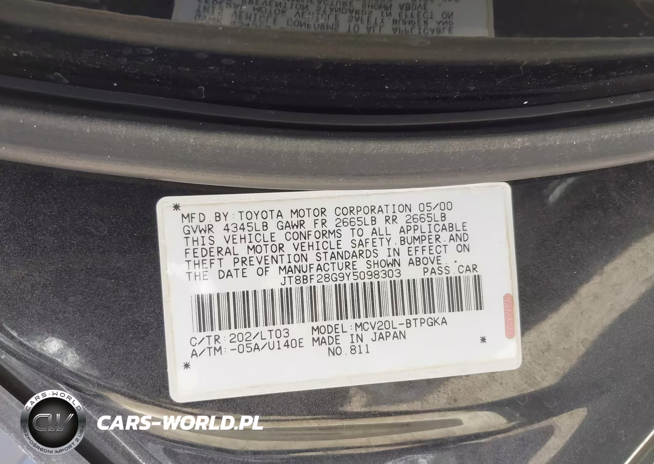 2000 Lexus Es 300 VIN:JT8BF28G9Y5098303 - 9
