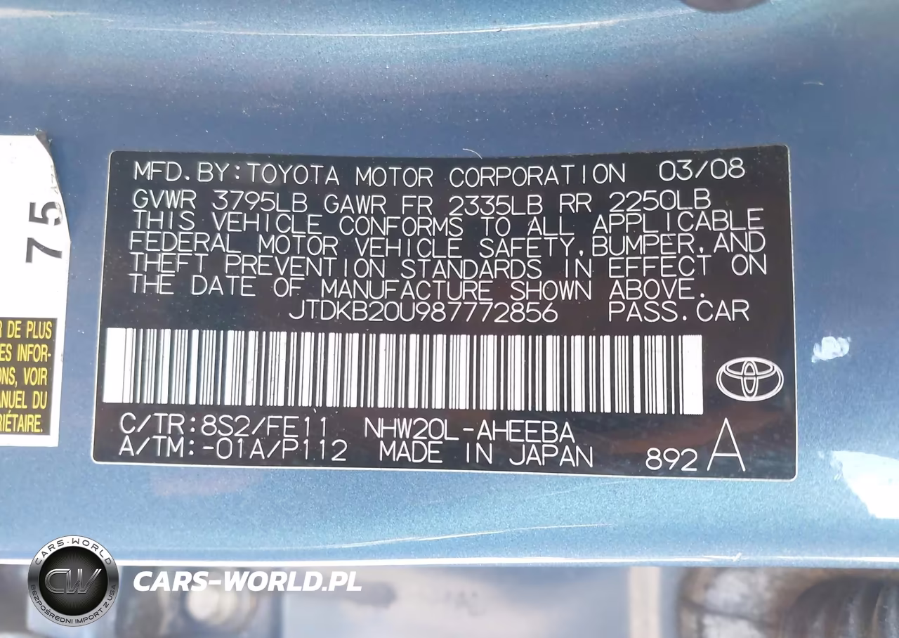 2008 Toyota Prius VIN:JTDKB20U987772856 - 9