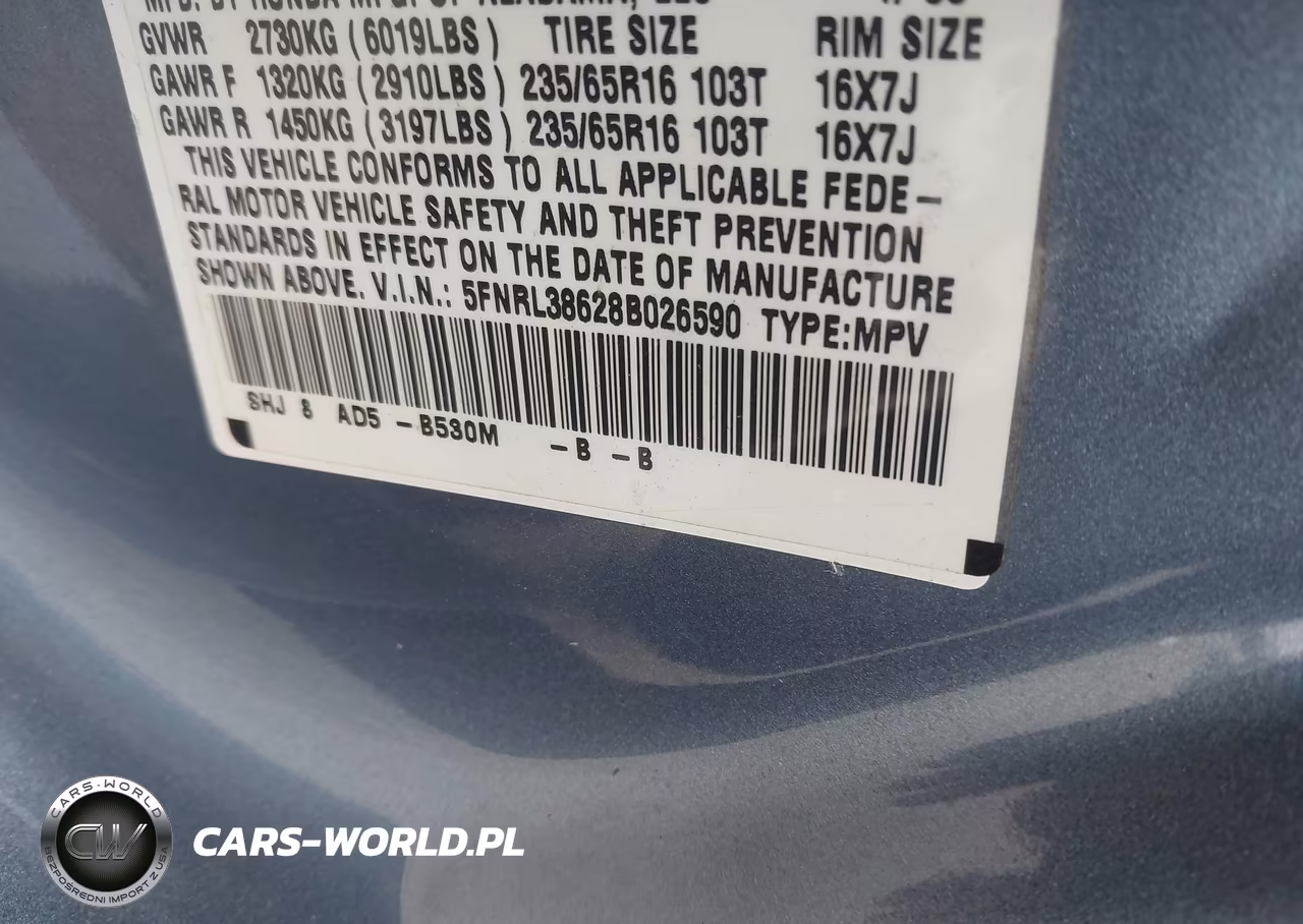 2008 Honda Odyssey Ex-L VIN:5FNRL38628B026590 - 9
