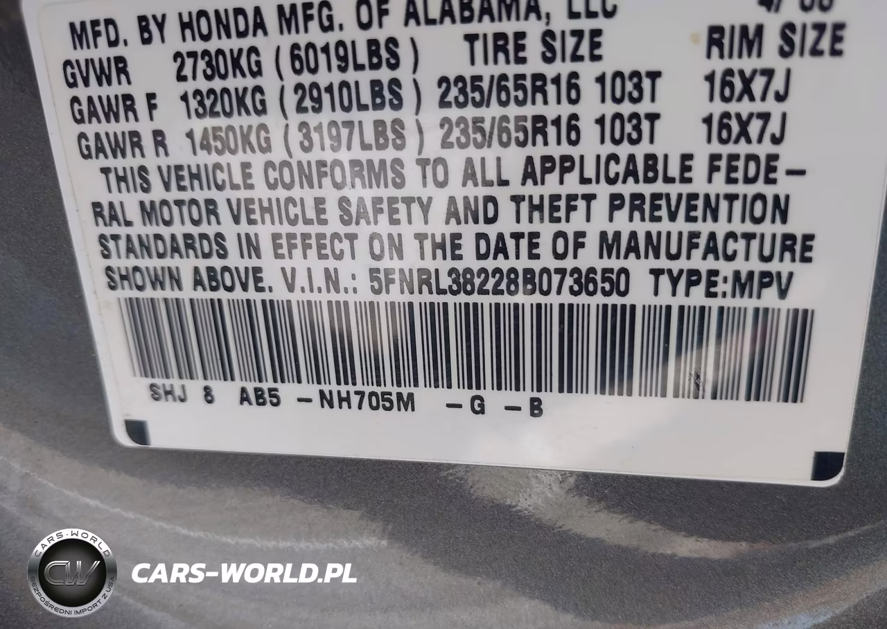 2008 Honda Odyssey Lx VIN:5FNRL38228B073650 - 9
