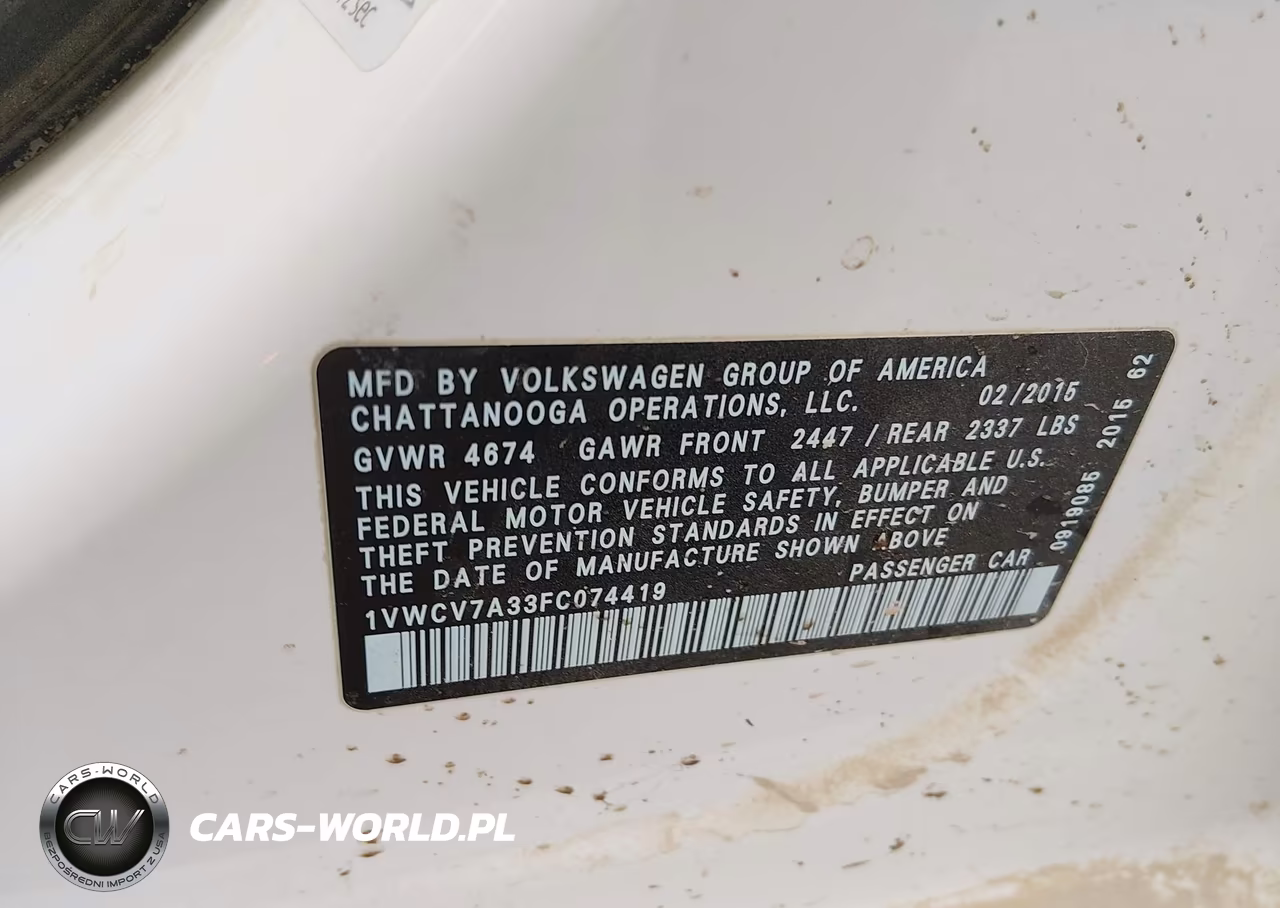 2015 Volkswagen Passat 2.0L Tdi Sel Premium VIN:1VWCV7A33FC074419 - 9