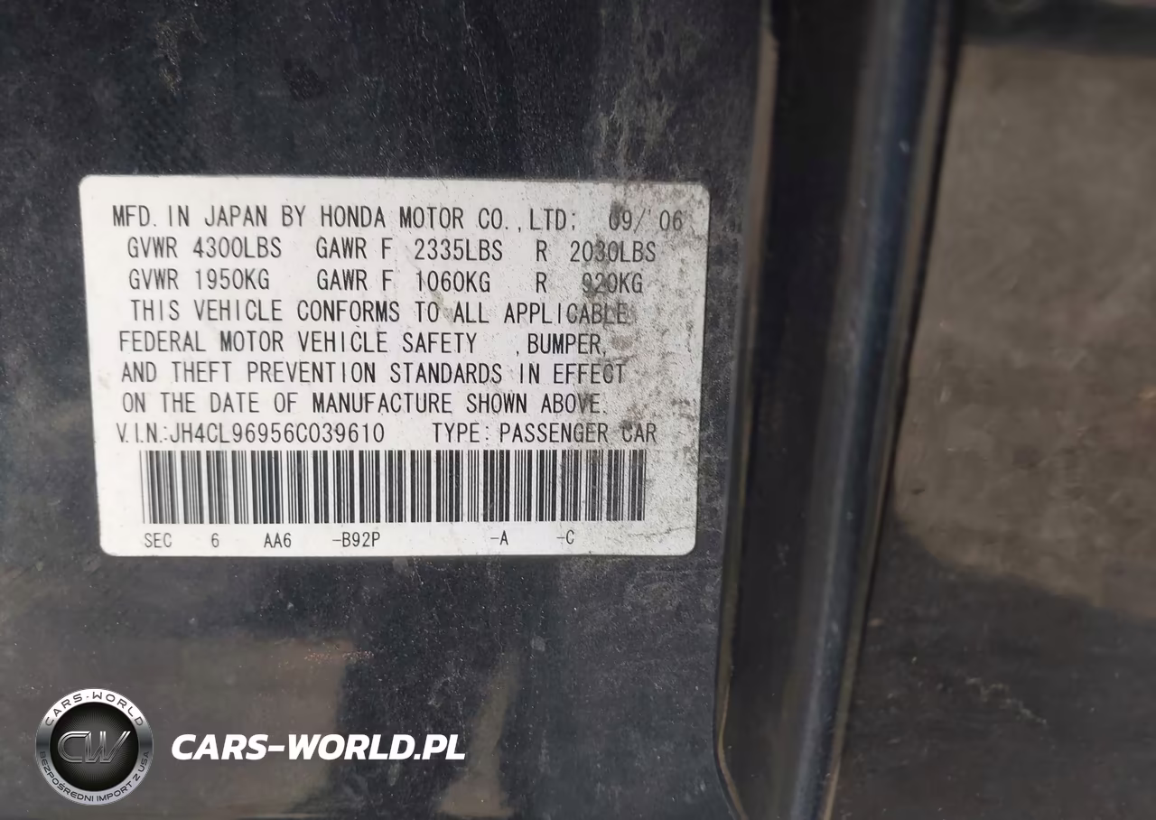 2006 Acura Tsx VIN:JH4CL96956C039610 - 9