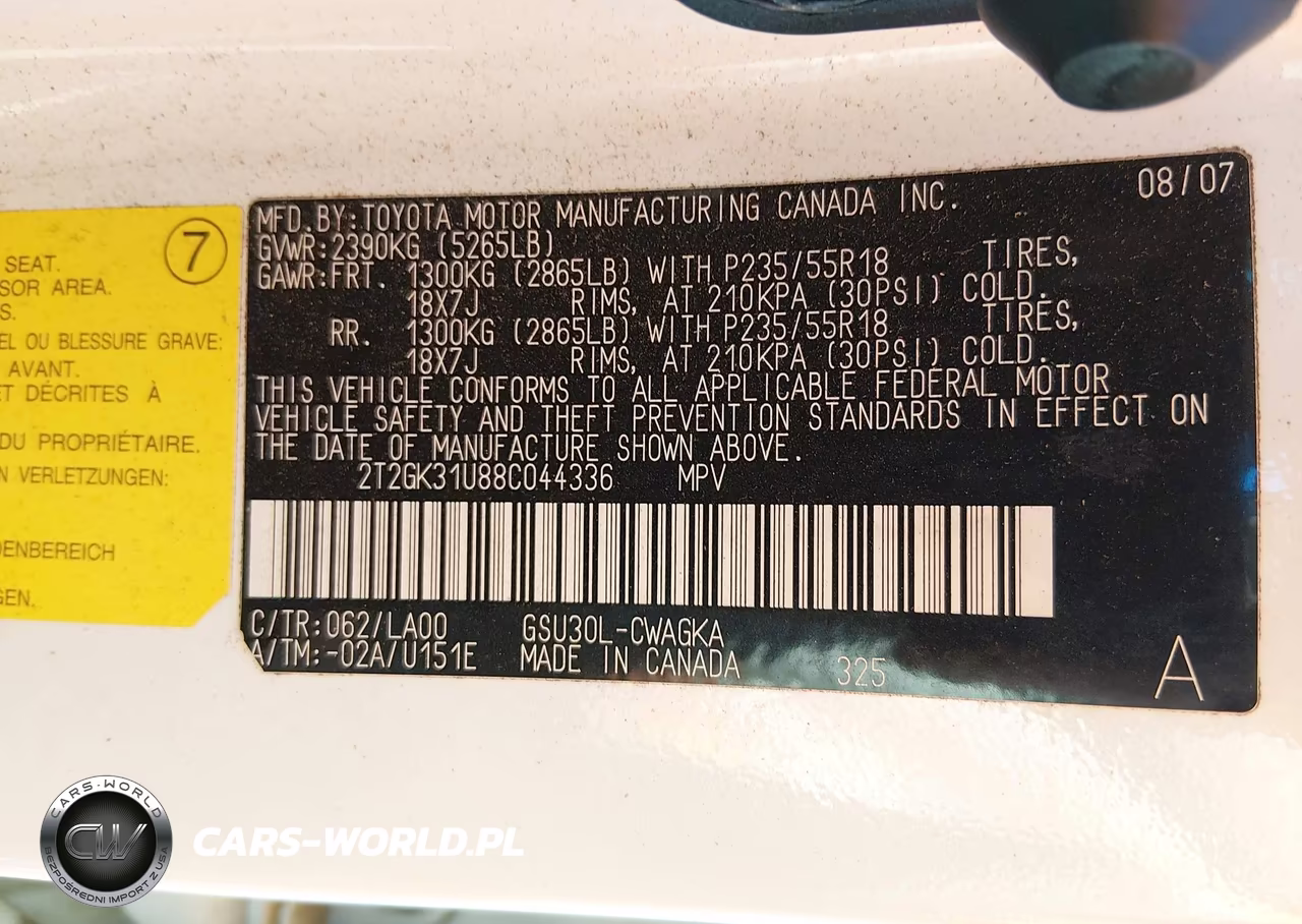 2008 Lexus Rx 350 VIN:2T2GK31U88C044336 - 9