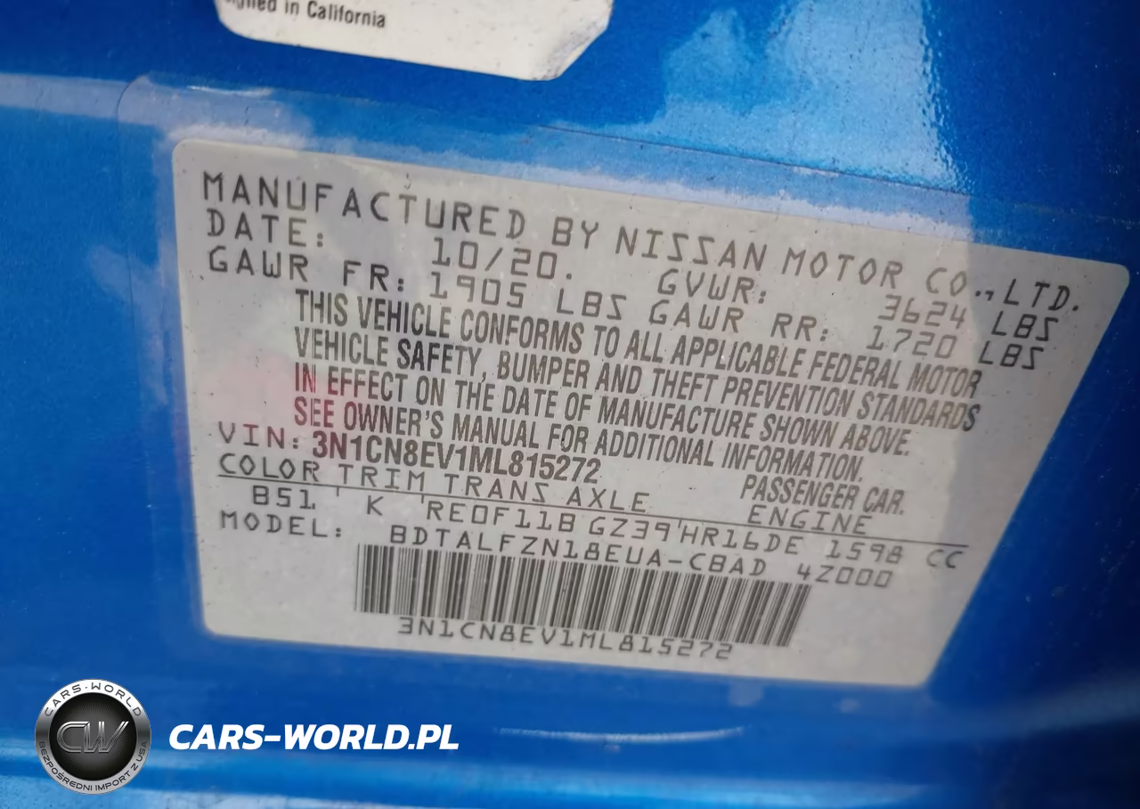 2021 Nissan Versa Sv Xtronic Cvt VIN:3N1CN8EV1ML815272 - 9