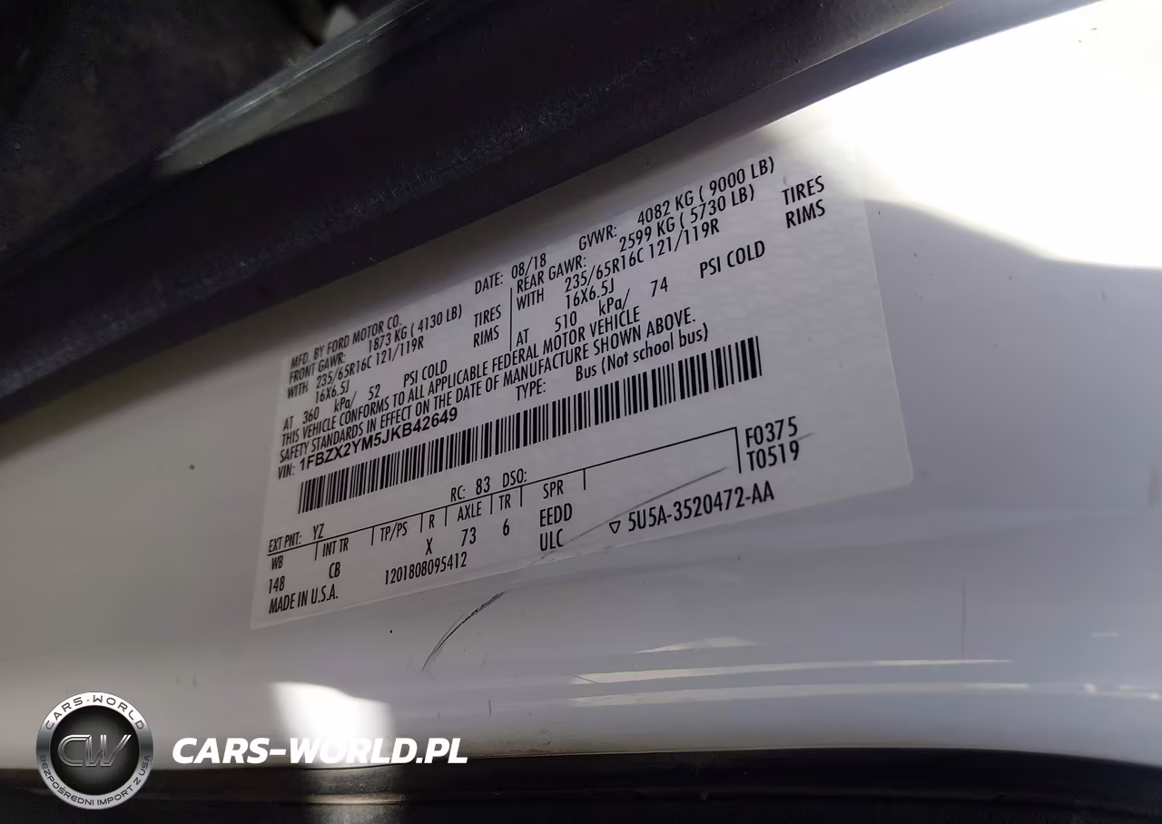 2018 Ford Transit-350 Xl VIN:1FBZX2YM5JKB42649 - 9
