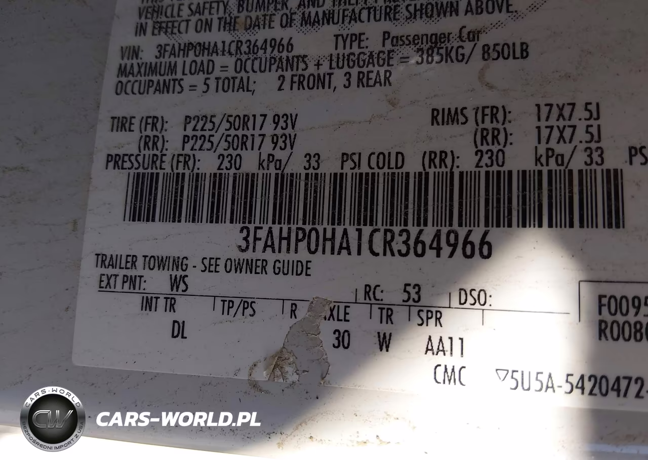 2012 Ford Fusion Se VIN:3FAHP0HA1CR364966 - 9