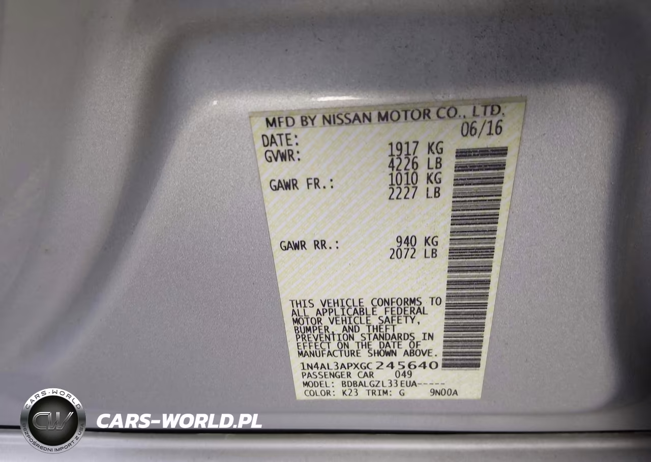 2016 Nissan Altima 2.5-2.5 S-2.5 Sl-2.5 Sr-2.5 Sv VIN:1N4AL3APXGC245640 - 9