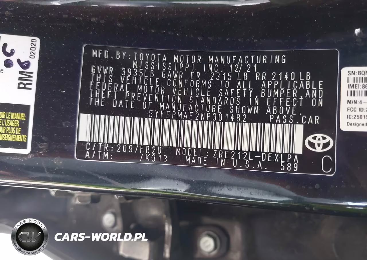 2022 Toyota Corolla Le VIN:5YFEPMAE2NP301482 - 9