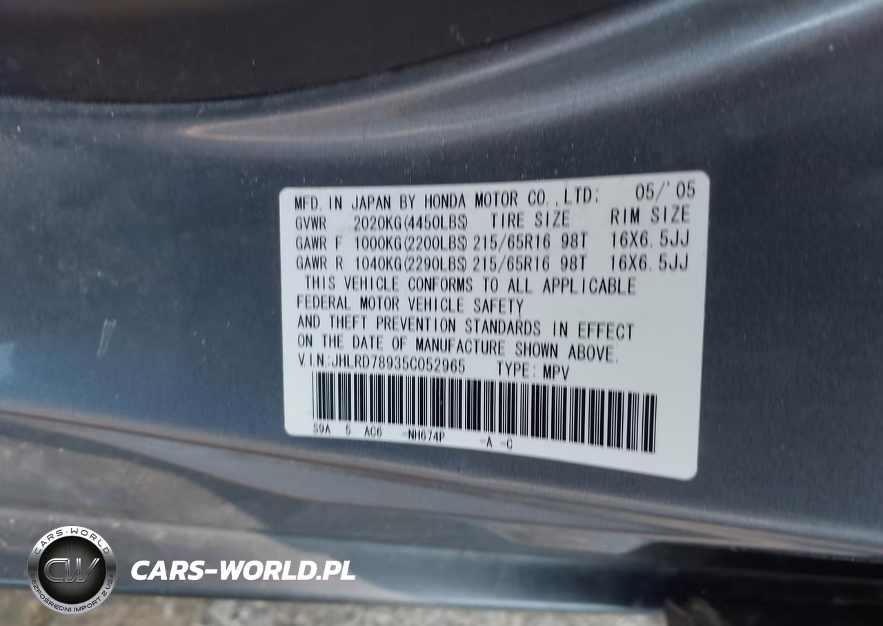 2005 Honda Cr-V Se VIN:JHLRD78935C052965 - 9