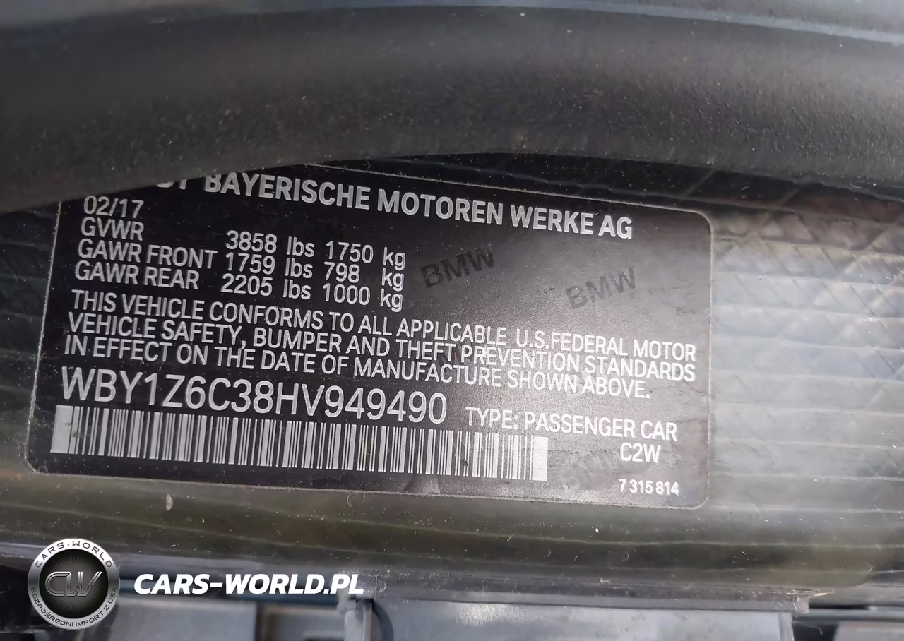 2017 BMW I3 94 Ah VIN:WBY1Z6C38HV949490 - 9