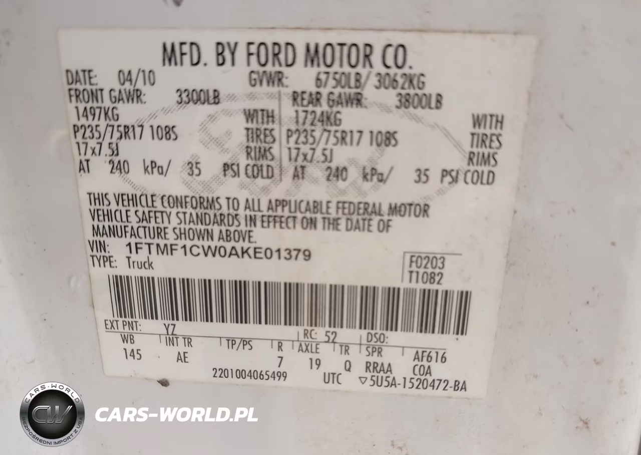 2010 Ford F-150 Stx-Xl-Xlt-Xlt W-Mid-Box Prep VIN:1FTMF1CW0AKE01379 - 9