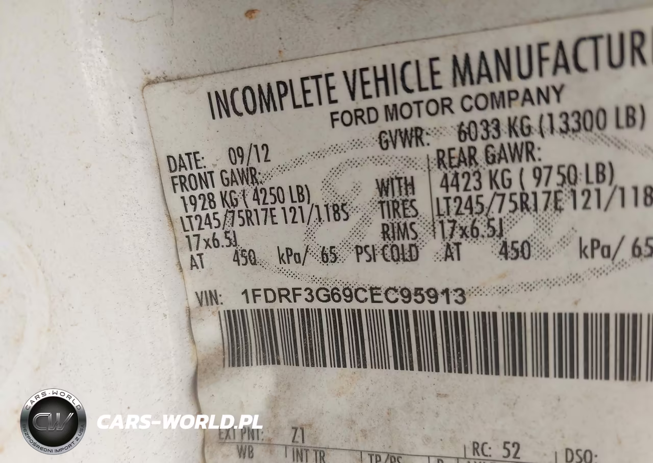 2012 Ford F-350 Chassis Xl VIN:1FDRF3G69CEC95913 - 8