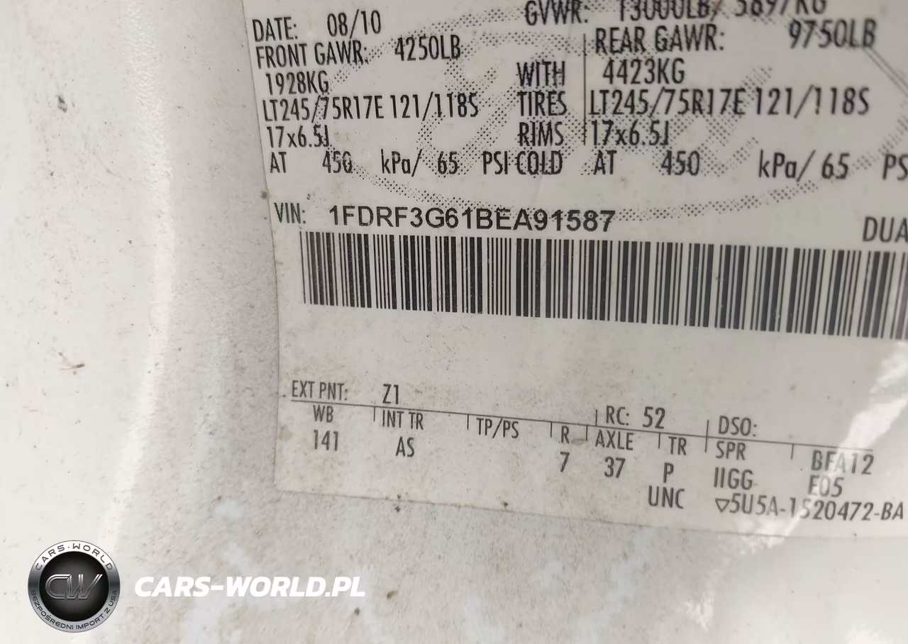 2011 Ford F-350 Chassis Xl VIN:1FDRF3G61BEA91587 - 8