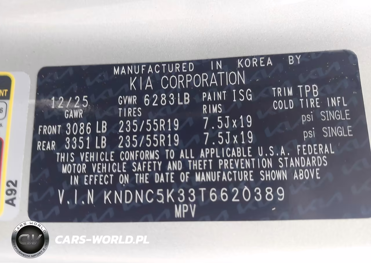 2026 Kia Carnival Mpv Ex VIN:KNDNC5K33T6620389 - 9