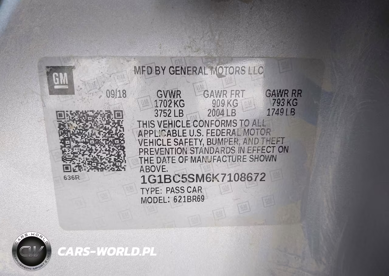 2019 Chevrolet Cruze Ls VIN:1G1BC5SM6K7108672 - 9