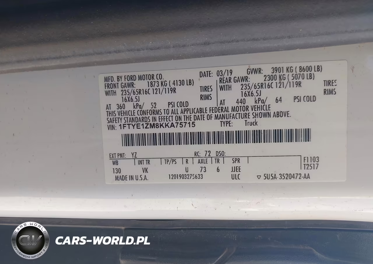 2019 Ford Transit-150 VIN:1FTYE1ZM8KKA75715 - 9