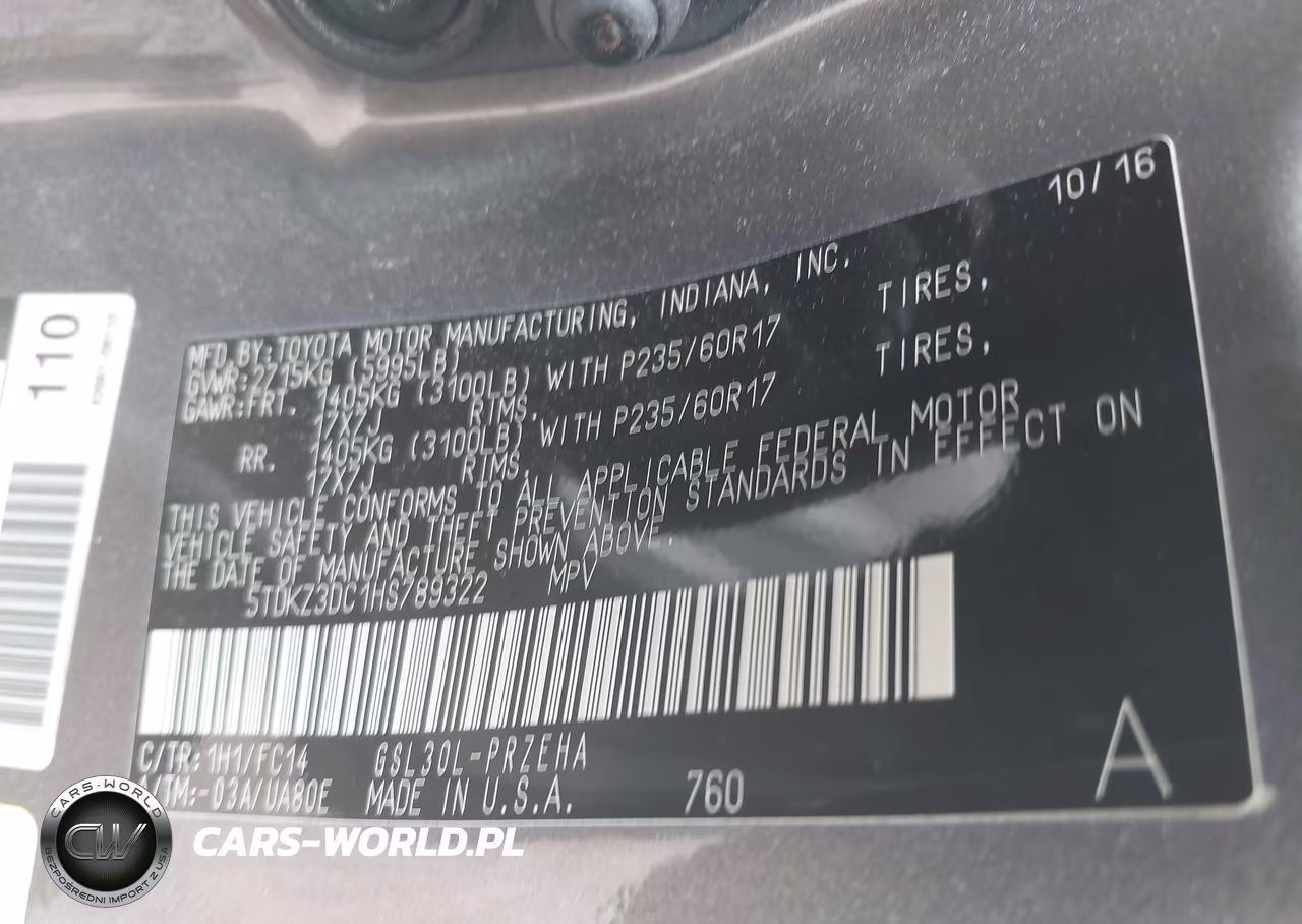 2017 Toyota Sienna Le 8 Passenger VIN:5TDKZ3DC1HS789322 - 9