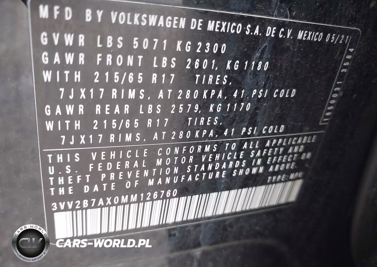 2021 Volkswagen Tiguan 2.0T Se-2.0T Se R-Line Black-2.0T Sel VIN:3VV2B7AX0MM126760 - 9