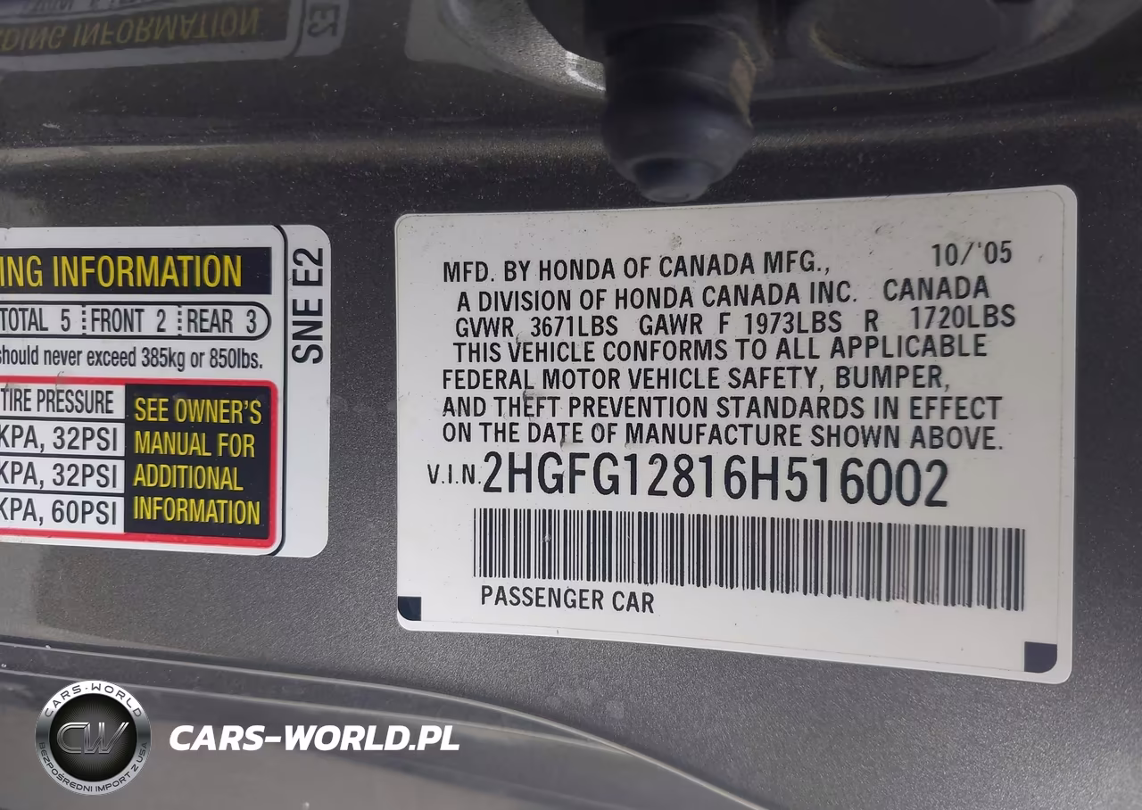 2006 Honda Civic Ex VIN:2HGFG12816H516002 - 9