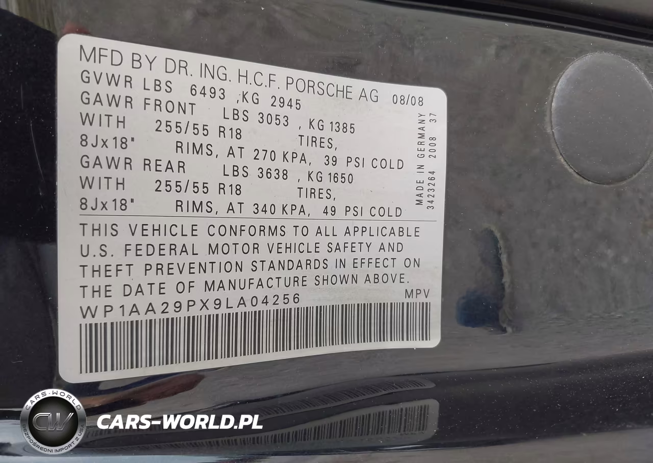 2009 Porsche Cayenne VIN:WP1AA29PX9LA04256 - 9