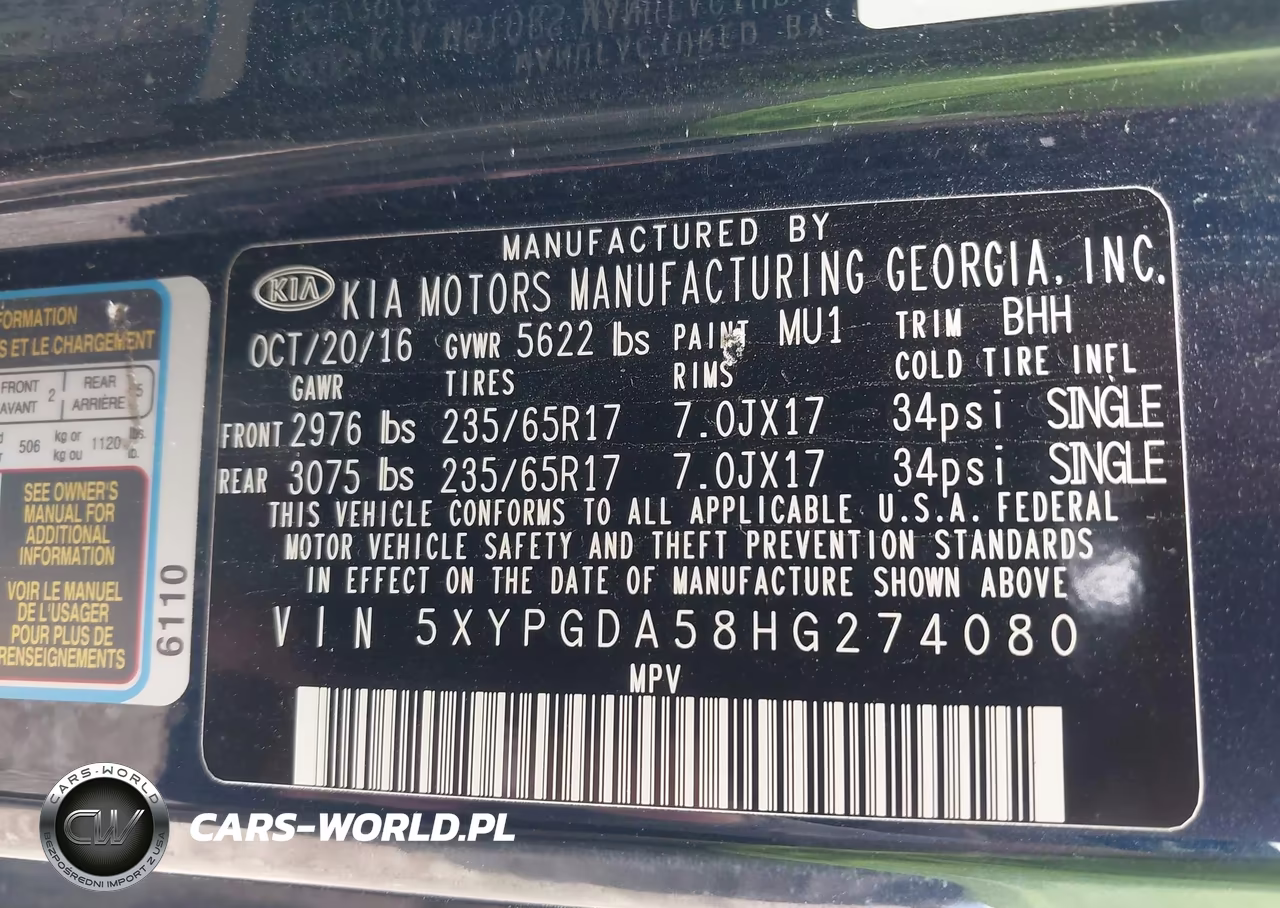 2017 Kia Sorento 3.3L Lx VIN:5XYPGDA58HG274080 - 9