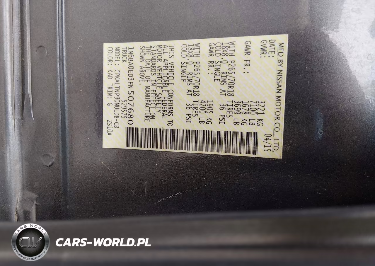 2015 Nissan Titan Sv VIN:1N6BA0ED3FN507680 - 9
