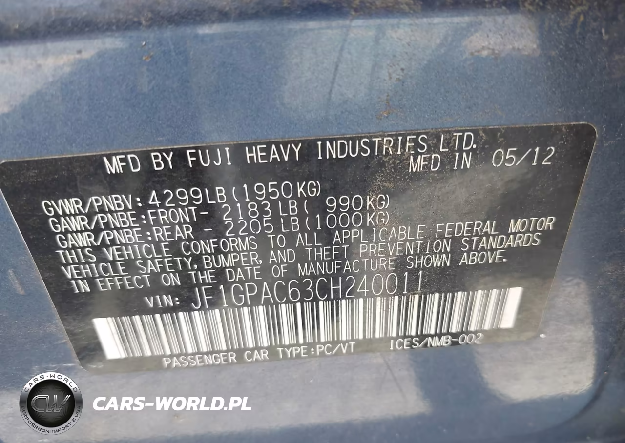 2012 Subaru Impreza 2.0I Premium VIN:JF1GPAC63CH240011 - 9