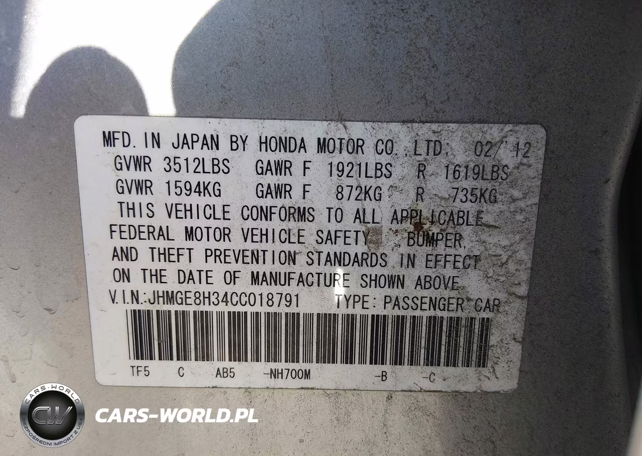 2012 Honda Fit VIN:JHMGE8H34CC018791 - 9