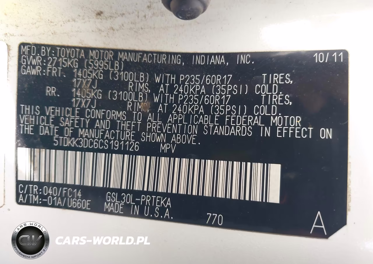2012 Toyota Sienna Le V6 8 Passenger VIN:5TDKK3DC6CS191126 - 9