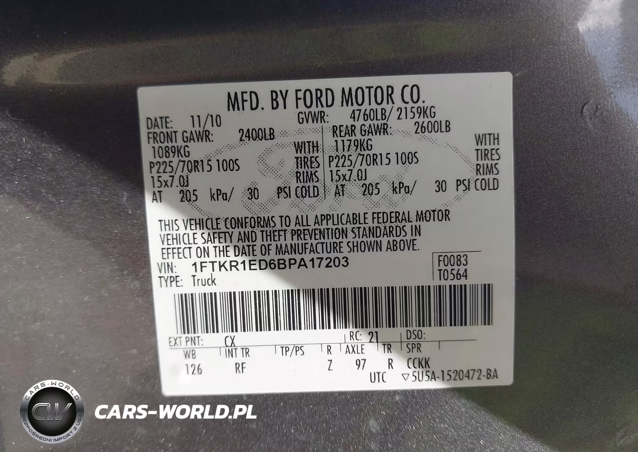 2011 Ford Ranger Xlt VIN:1FTKR1ED6BPA17203 - 9