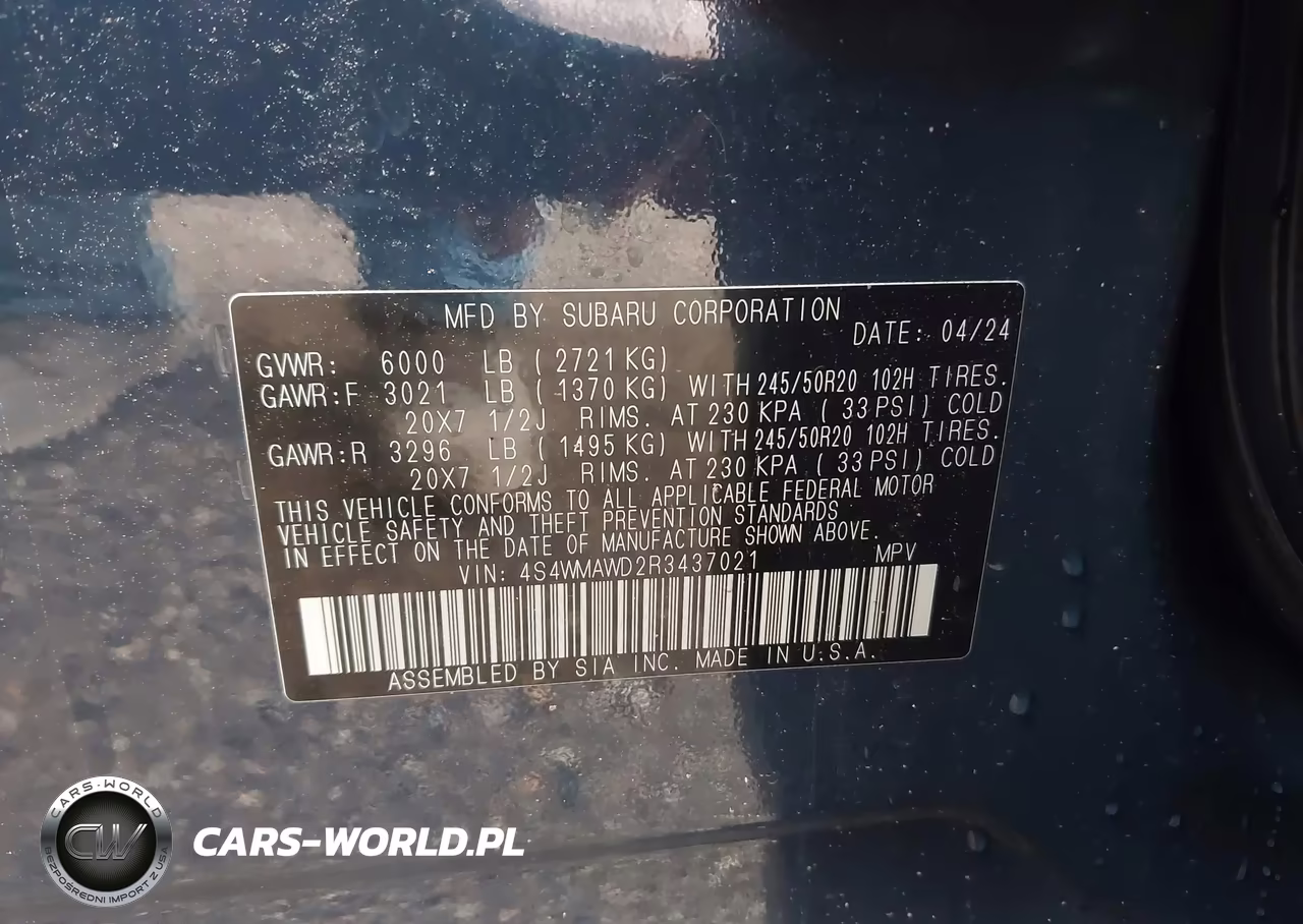2024 Subaru Ascent Touring 7-Passenger VIN:4S4WMAWD2R3437021 - 9