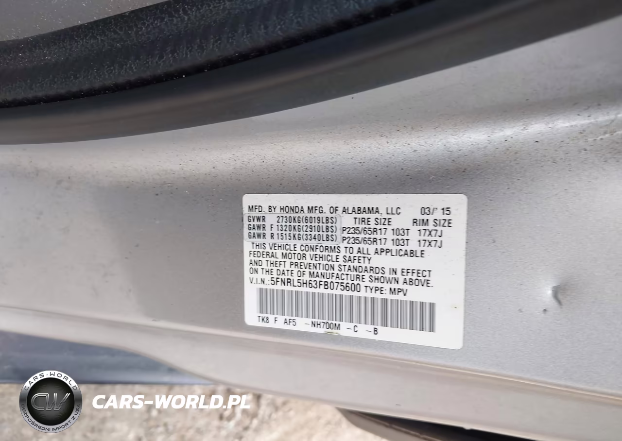 2015 HONDA ODYSSEY EXL VIN:5FNRL5H63FB075600 - 9