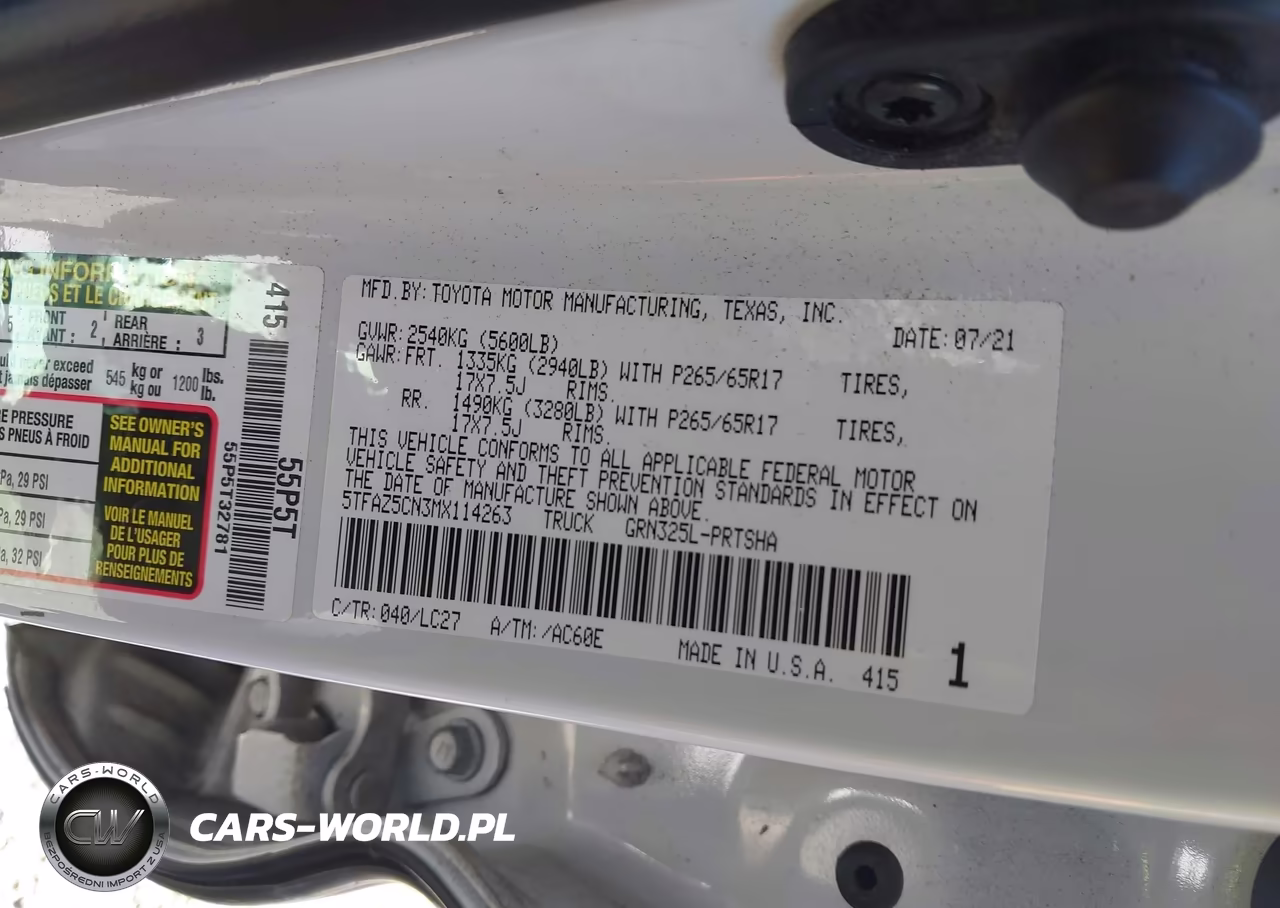 2021 Toyota Tacoma VIN:5TFAZ5CN3MX114263 - 9