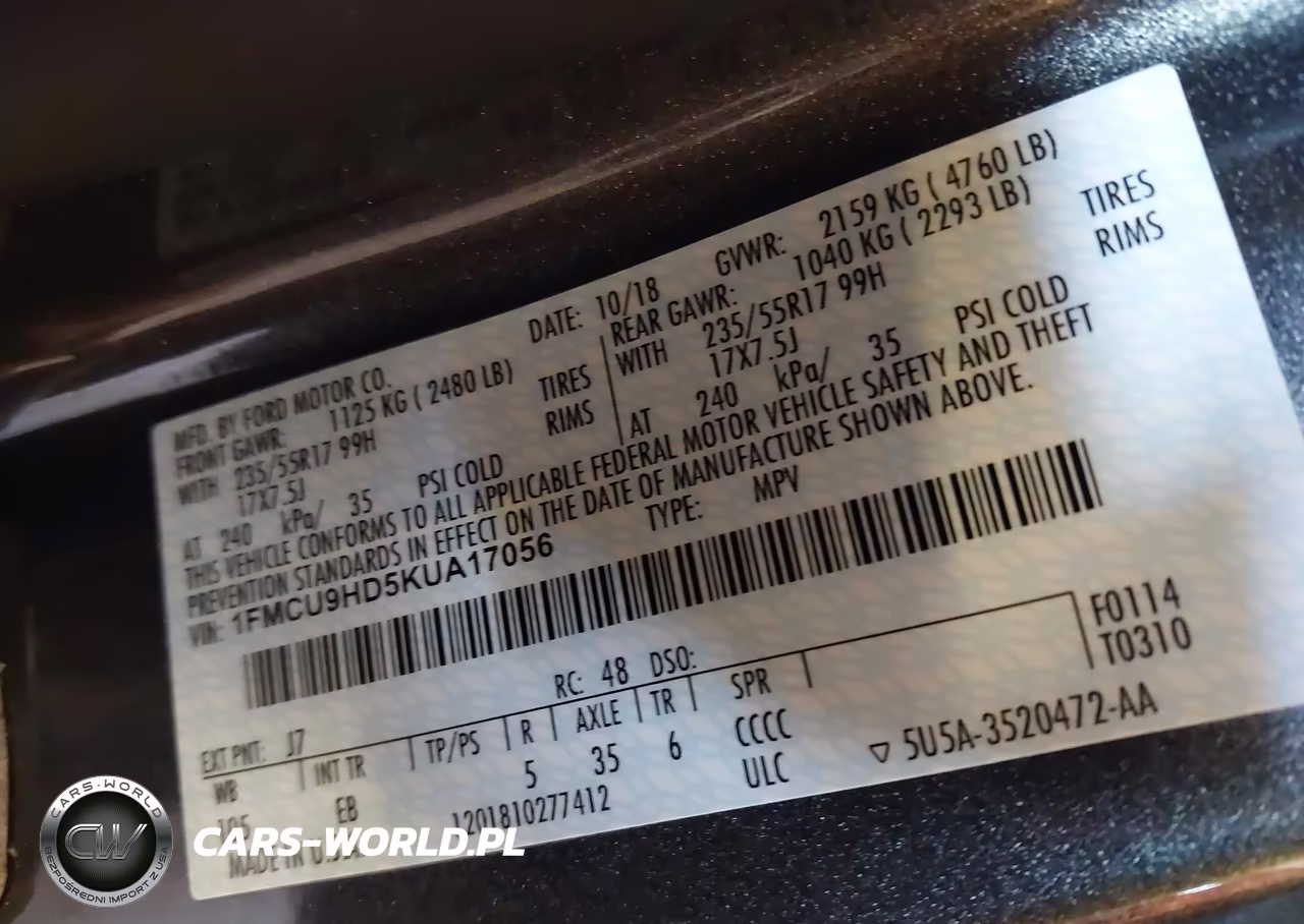 2019 Ford Escape Sel VIN:1FMCU9HD5KUA17056 - 9