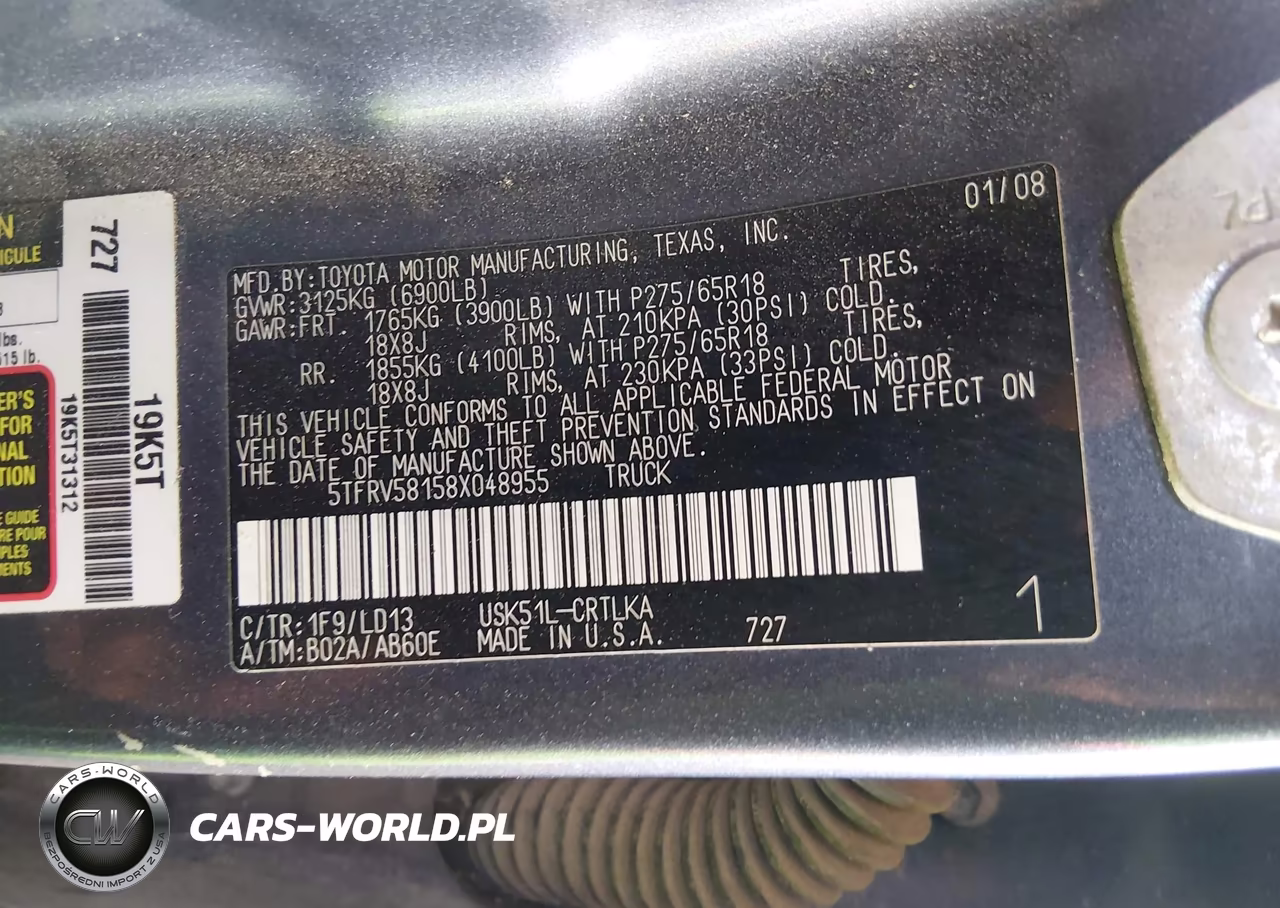 2008 Toyota Tundra Limited 5.7L V8 VIN:5TFRV58158X048955 - 9