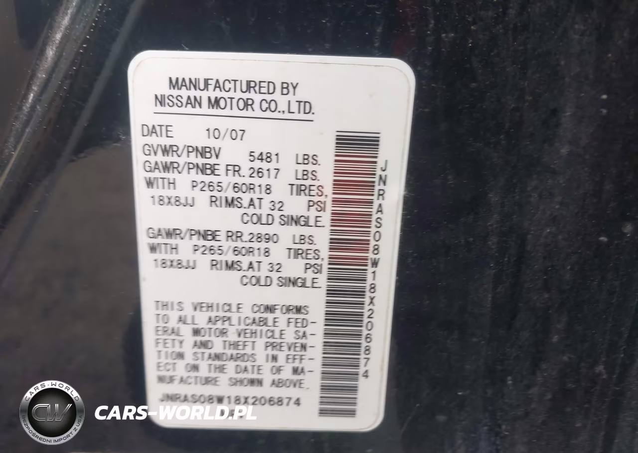 2008 Infiniti Fx35 VIN:JNRAS08W18X206874 - 9