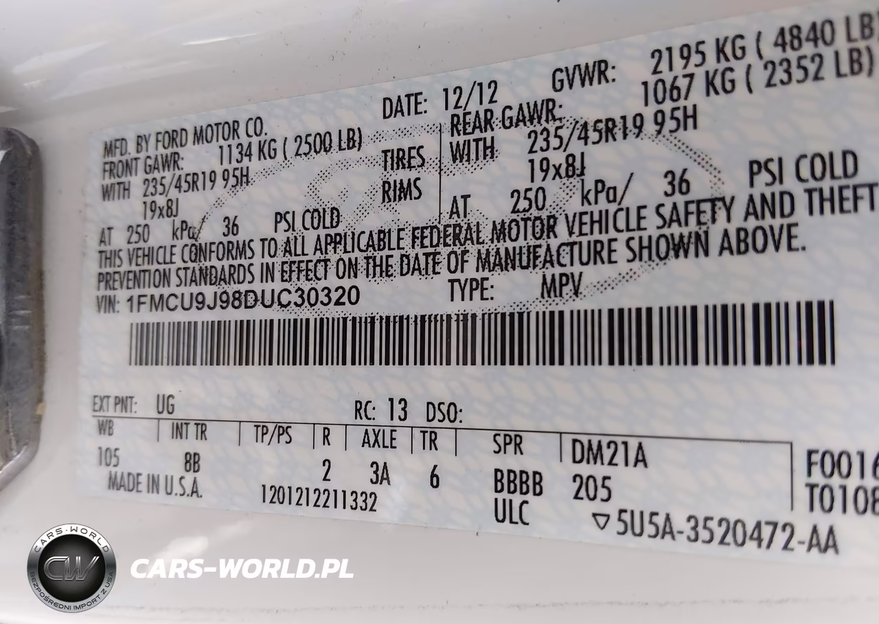 2013 Ford Escape Titanium VIN:1FMCU9J98DUC30320 - 9