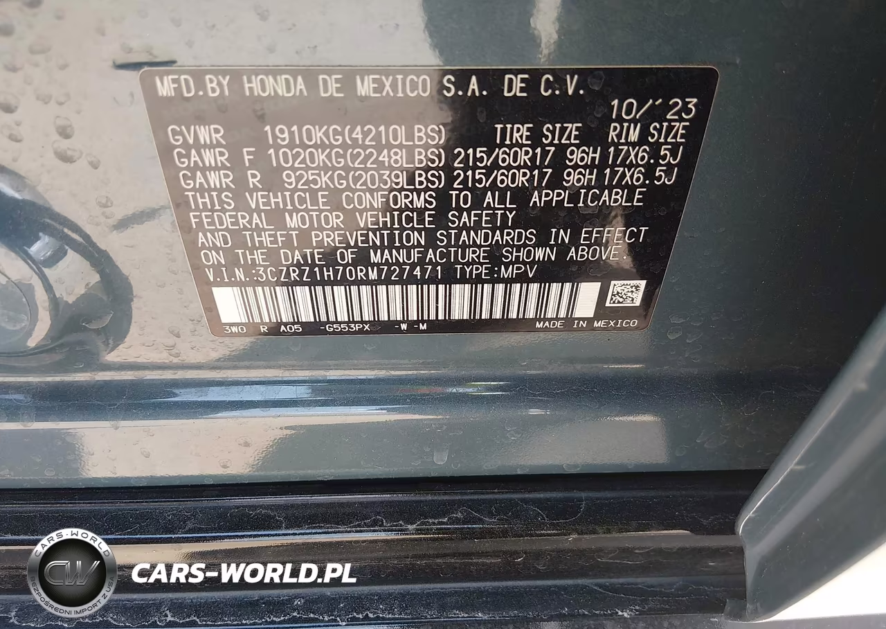 2024 Honda Hr-V 2Wd Ex-L-2Wd Ex-L W-O Bsi VIN:3CZRZ1H70RM727471 - 9