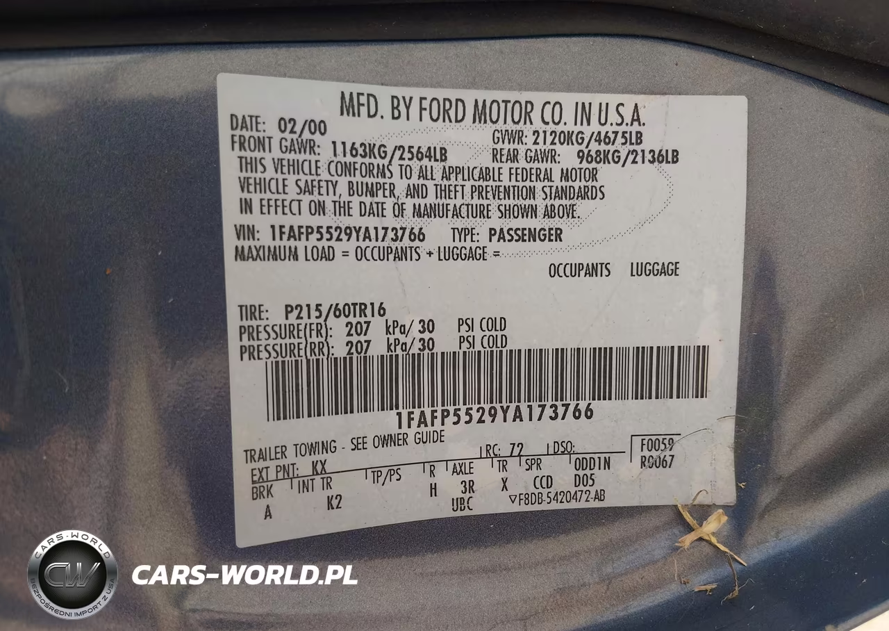 2000 Ford Taurus Ses VIN:1FAFP5529YA173766 - 9