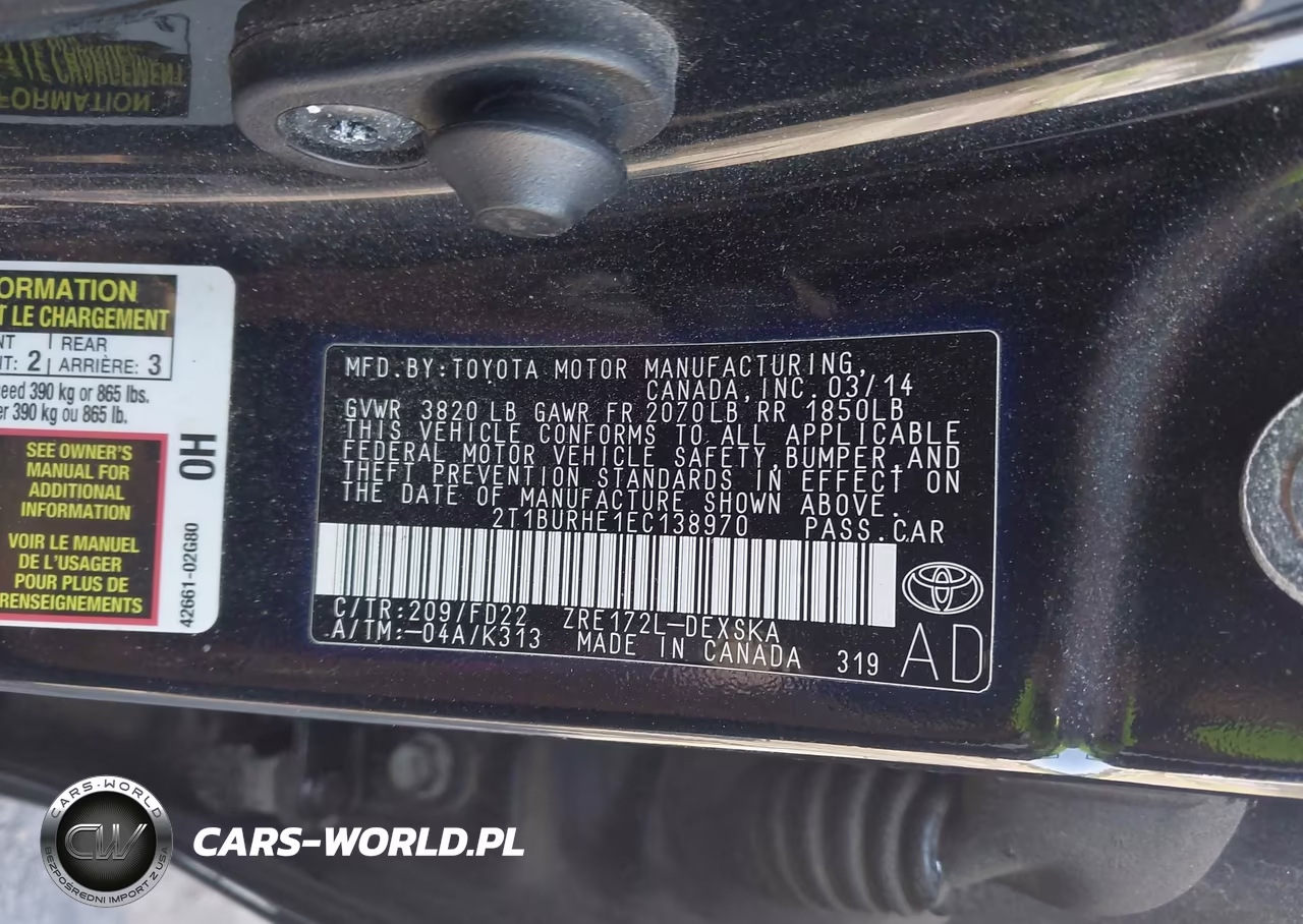 2014 Toyota Corolla S Plus VIN:2T1BURHE1EC138970 - 9