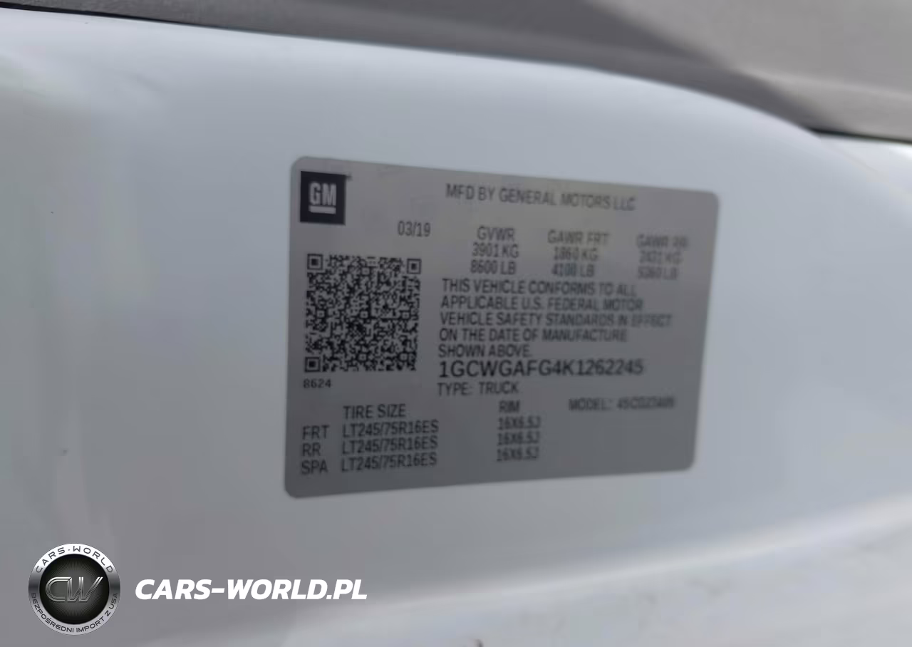 2019 Chevrolet Express 2500 Work Van VIN:1GCWGAFG4K1262245 - 9