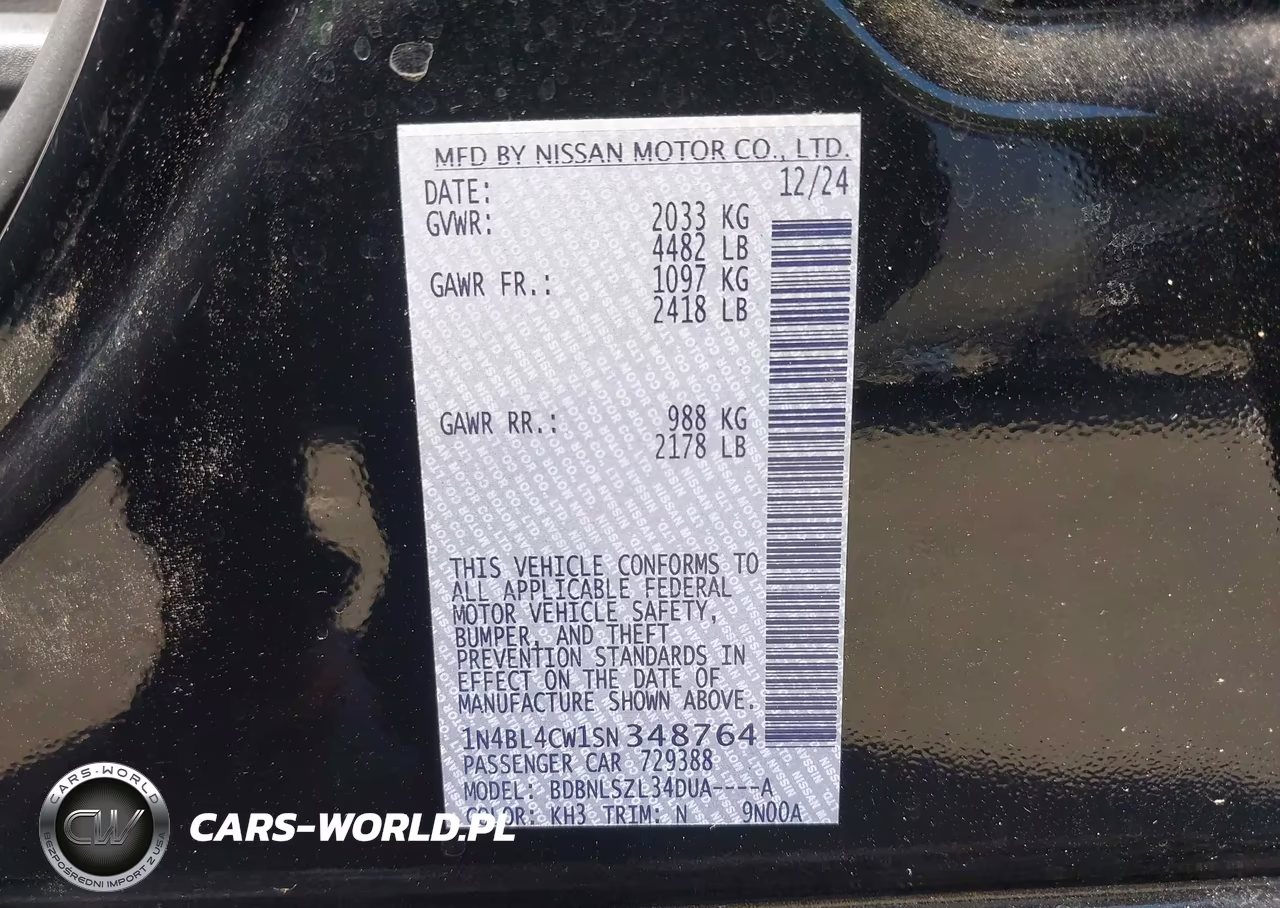 2025 Nissan Altima Sr Awd VIN:1N4BL4CW1SN348764 - 9