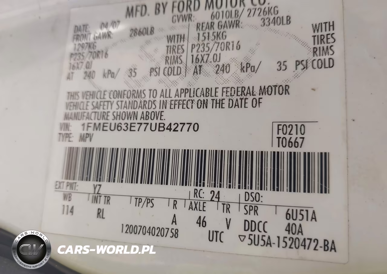 2007 Ford Explorer Xlt VIN:1FMEU63E77UB42770 - 9