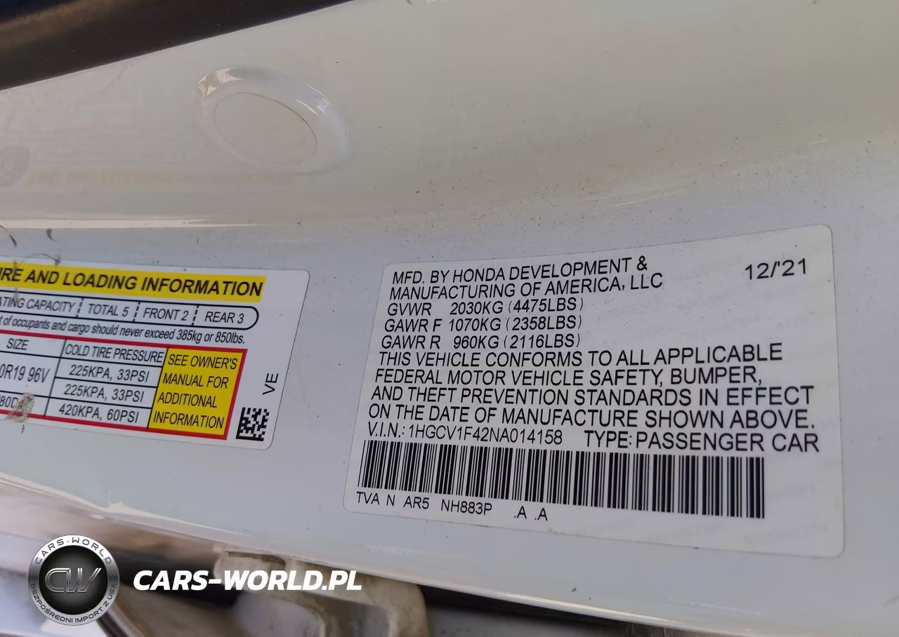 2022 Honda Accord Sport Special Edition VIN:1HGCV1F42NA014158 - 9